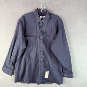 Tyndale FR Workwear Shirt Mens Medium Arc Rated Blue Long Sleeve Button Down USA